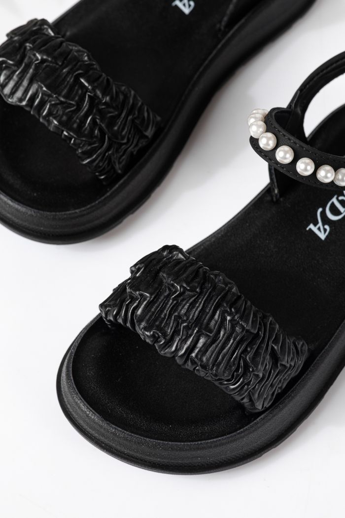 Sandale copii negre din piele ecologica Harper #24962