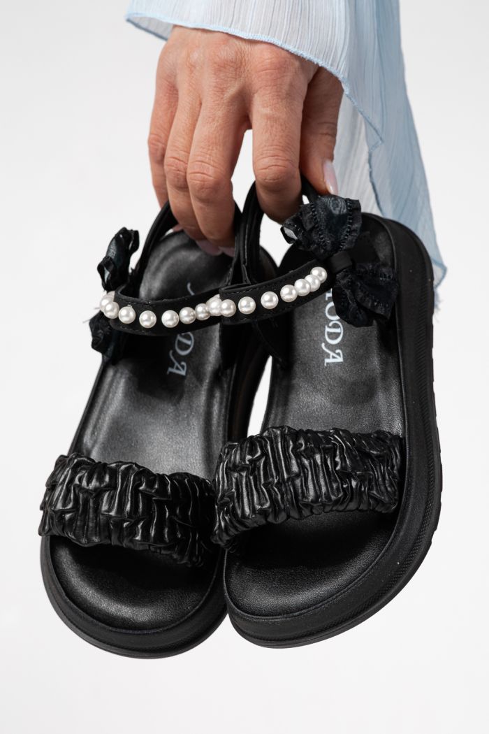 Sandale copii negre din piele ecologica Harper #24962