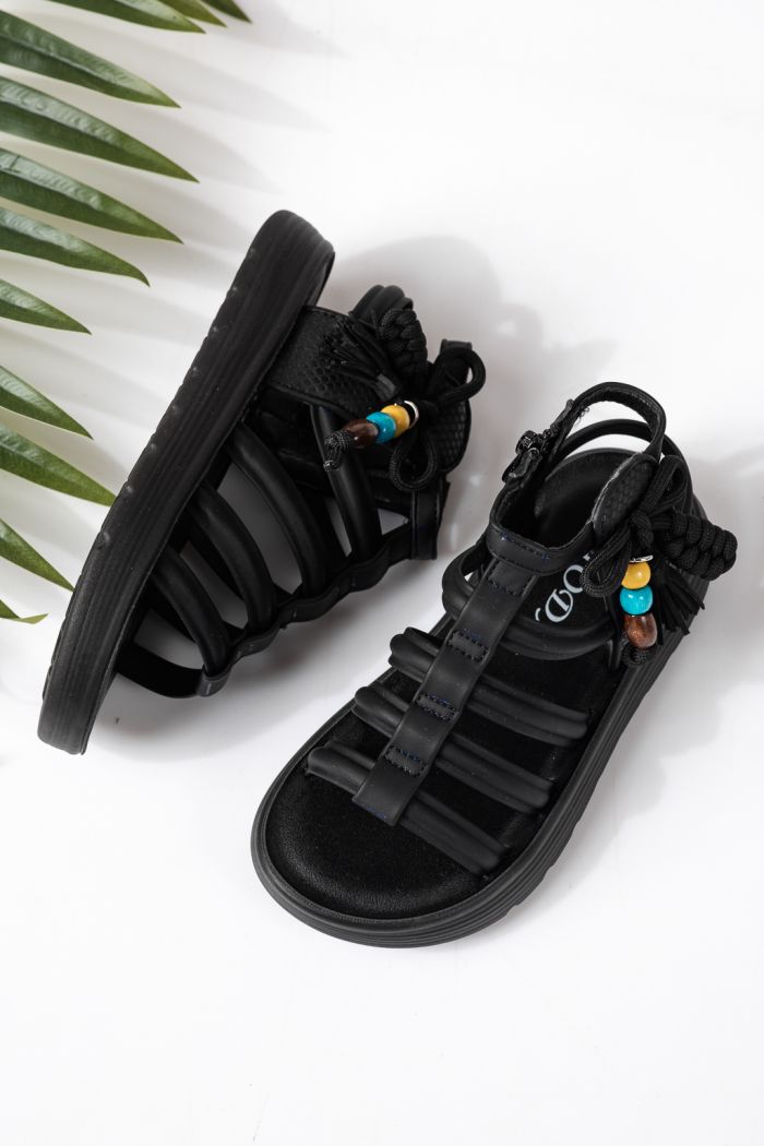 Sandale copii negre din piele ecologica Madison #24923