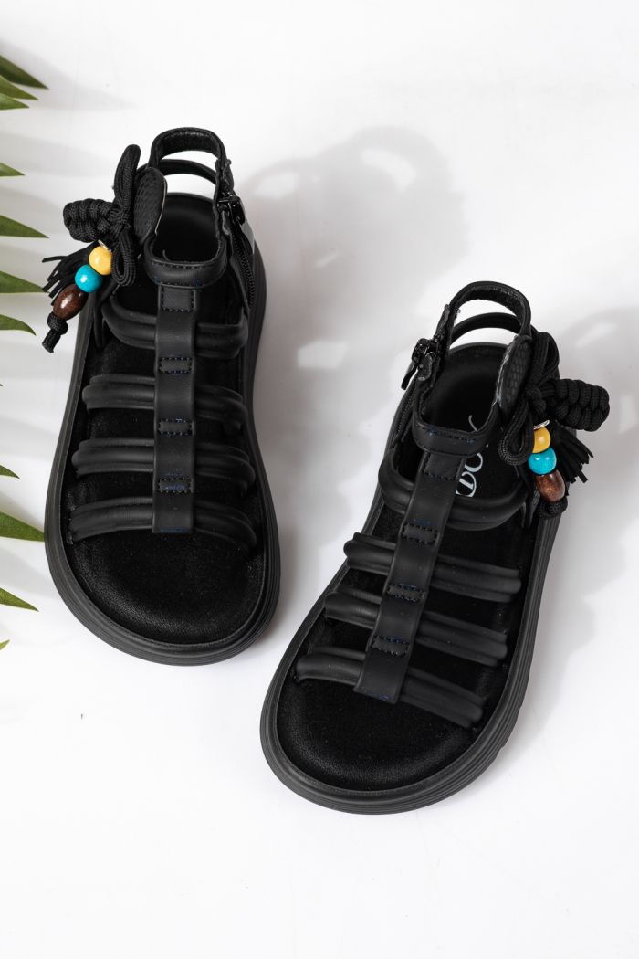 Sandale copii negre din piele ecologica Madison #24923