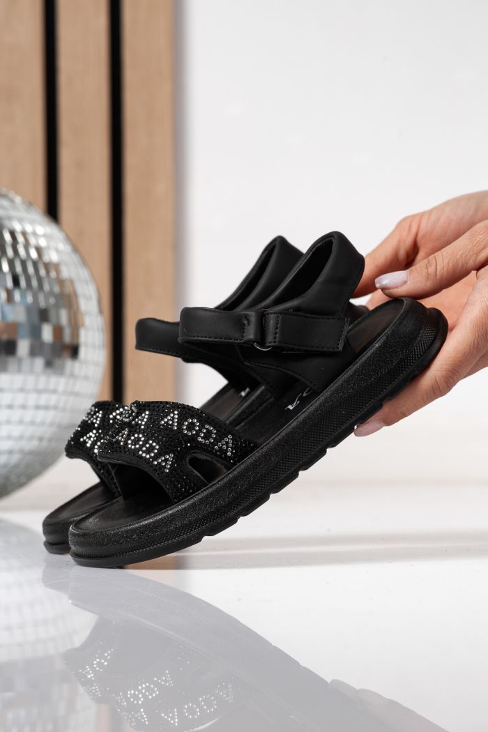 Sandale copii negre din piele ecologica Ivara #24926