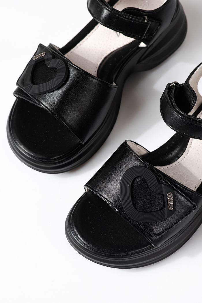 Sandale copii negre din piele ecologica Dysis #24911