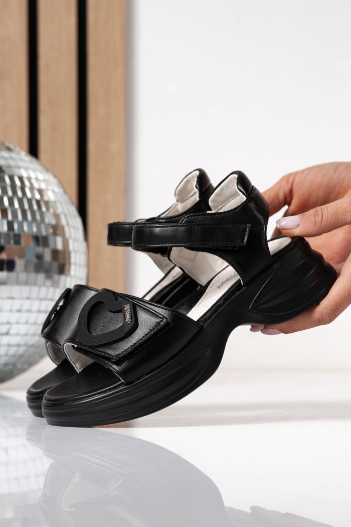 Sandale copii negre din piele ecologica Dysis #24911