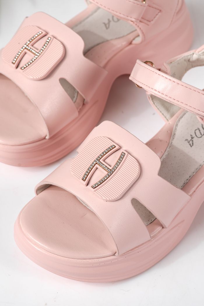 Sandale copii roz din piele ecologica Fianna #24921
