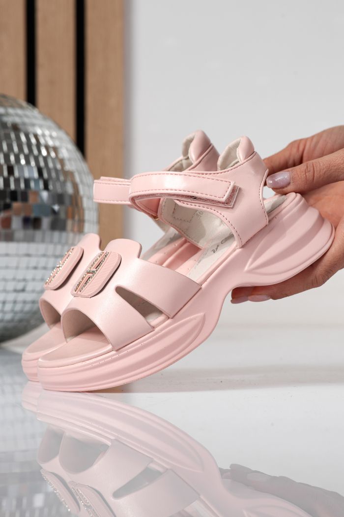 Sandale copii roz din piele ecologica Fianna #24921