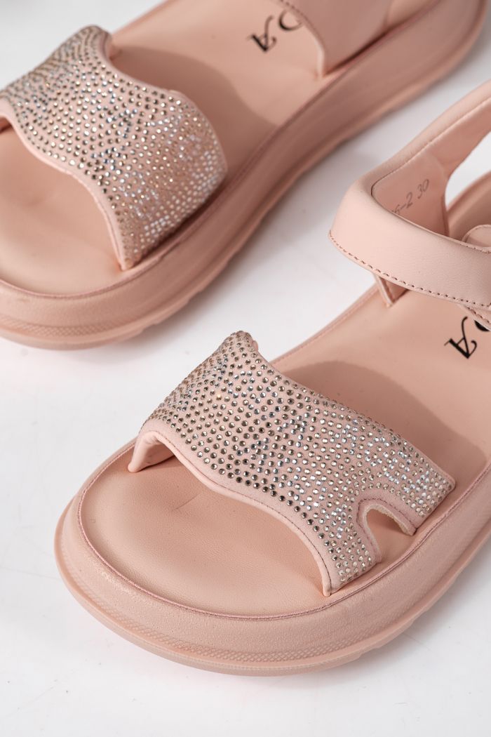 Sandale copii roz din piele ecologica Ivara #24925