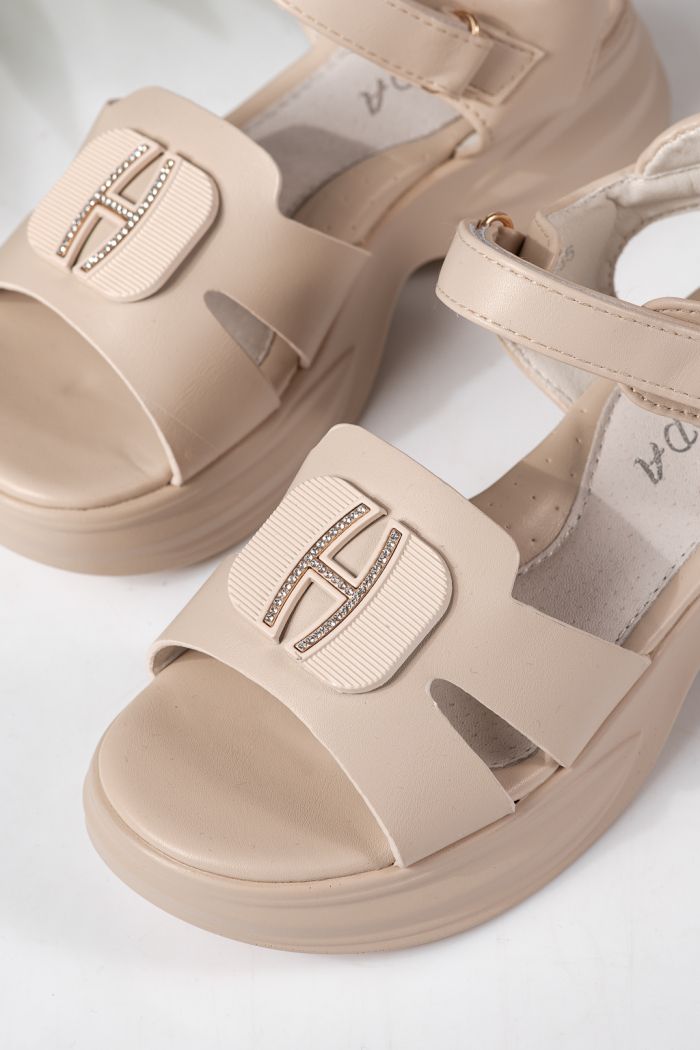 Sandale copii bej din piele ecologica Fianna  #24946