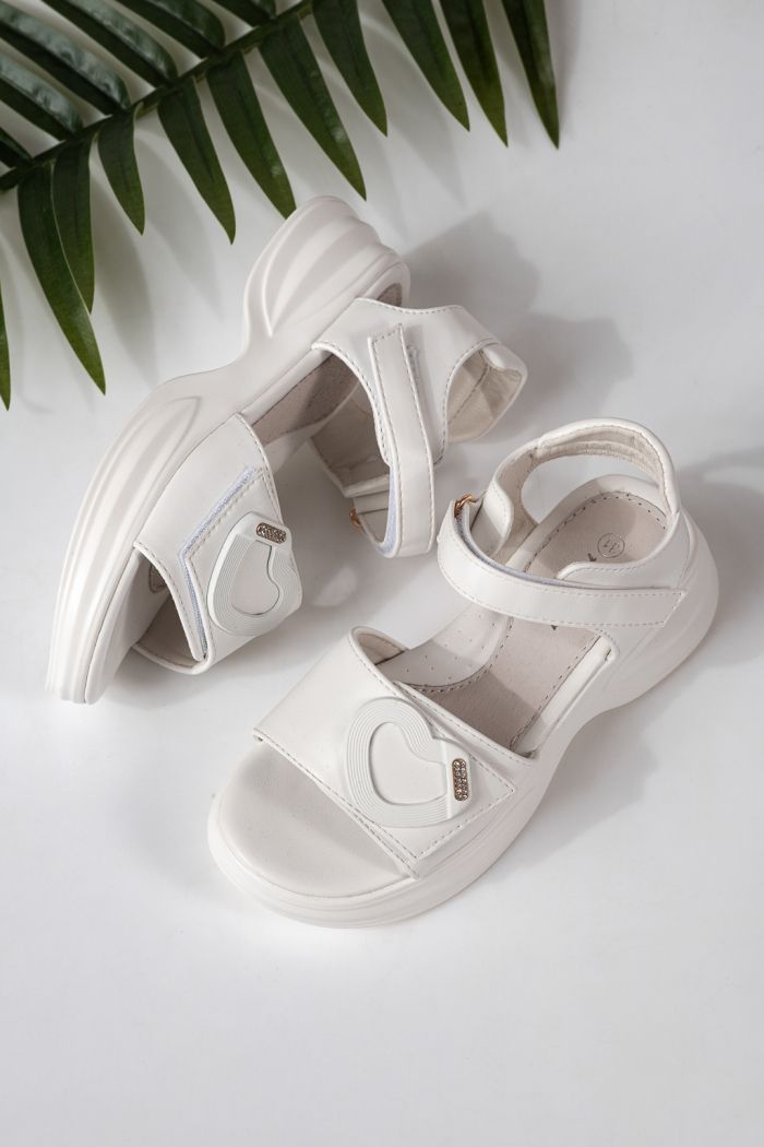 Sandale copii albi din piele ecologica Dysis #24912