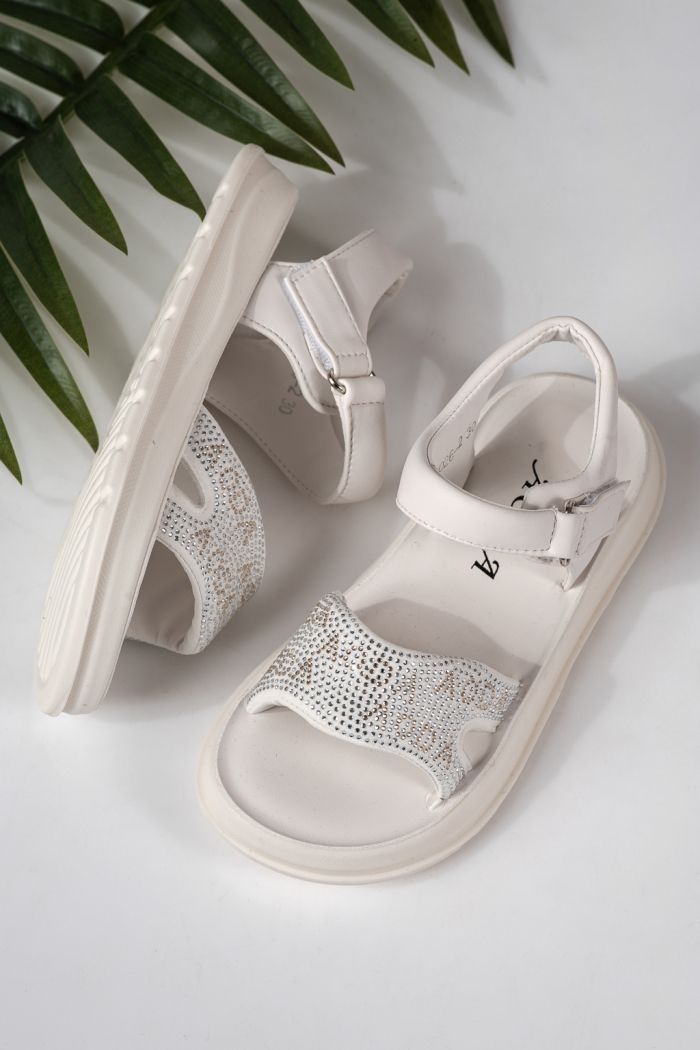Sandale copii albe din piele ecologica Ivara #24927
