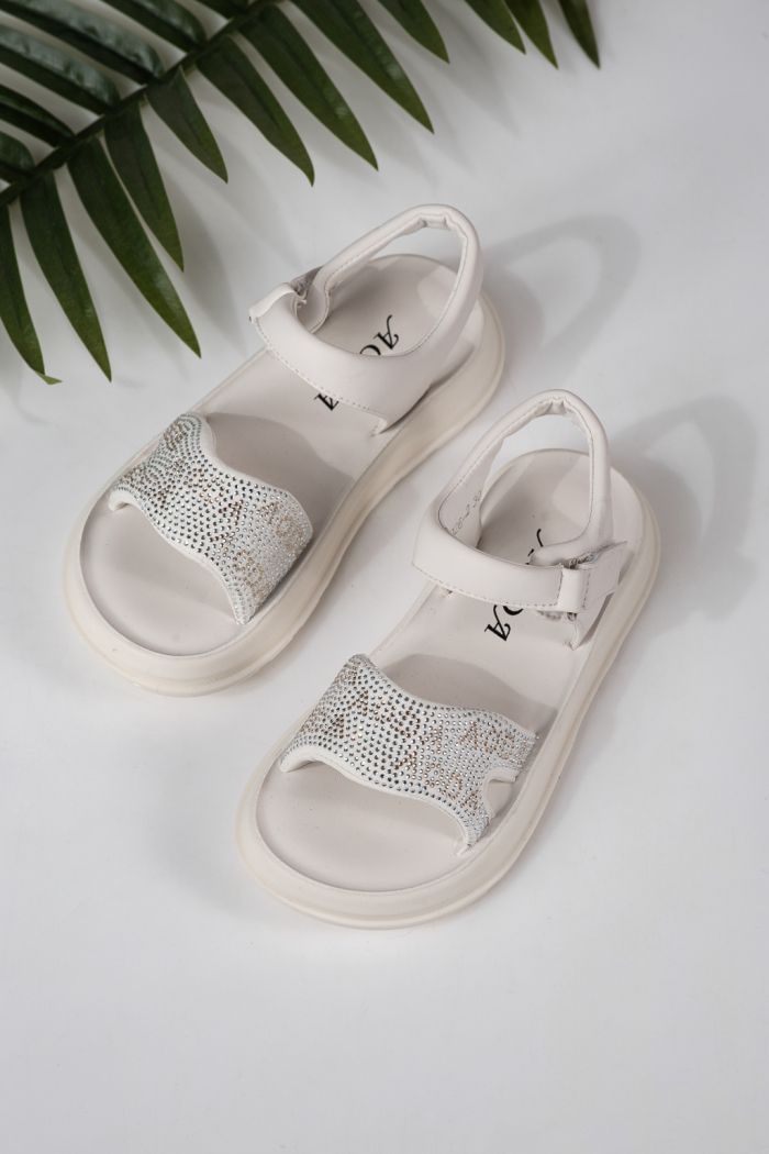 Sandale copii albe din piele ecologica Ivara #24927
