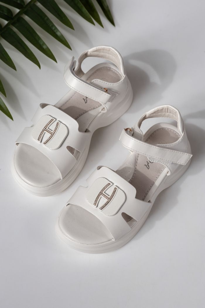 Sandale copii albe din piele ecologica Fianna #24922