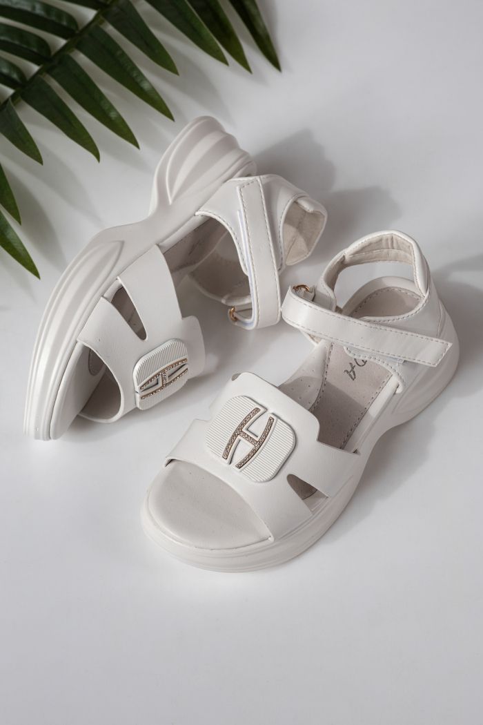 Sandale copii albe din piele ecologica Fianna #24922