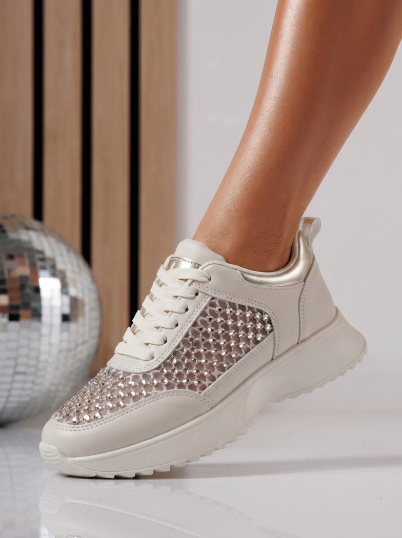 Adidasi dama aurii din piele ecologica Luna #24985