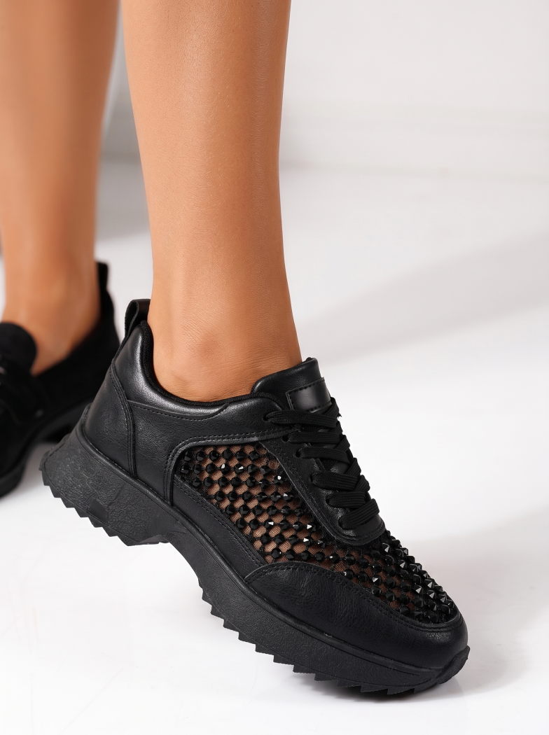 Adidasi dama negri din piele ecologica Luna #24984