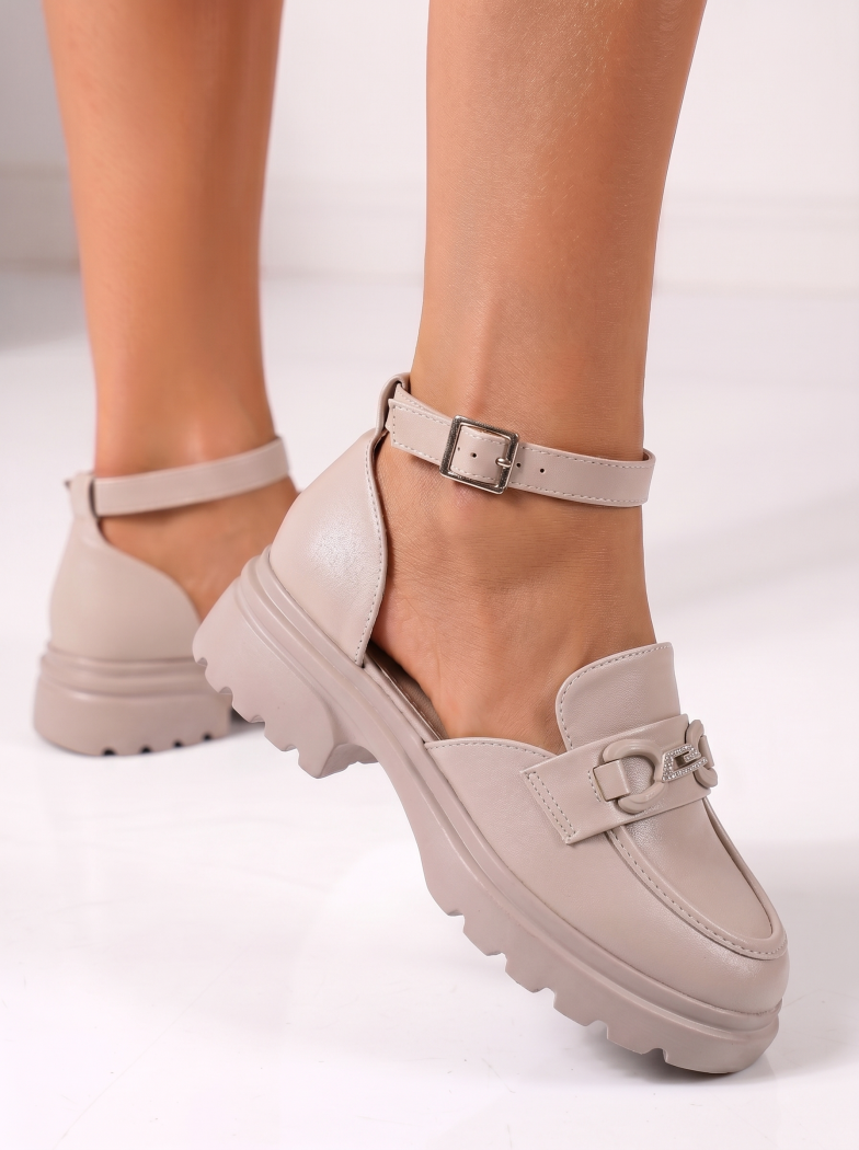 Pantofi casual dama bej din piele ecologica Azura #24990