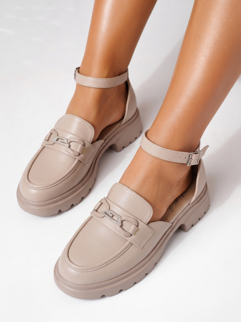 Pantofi casual dama bej din piele ecologica Azura #24990