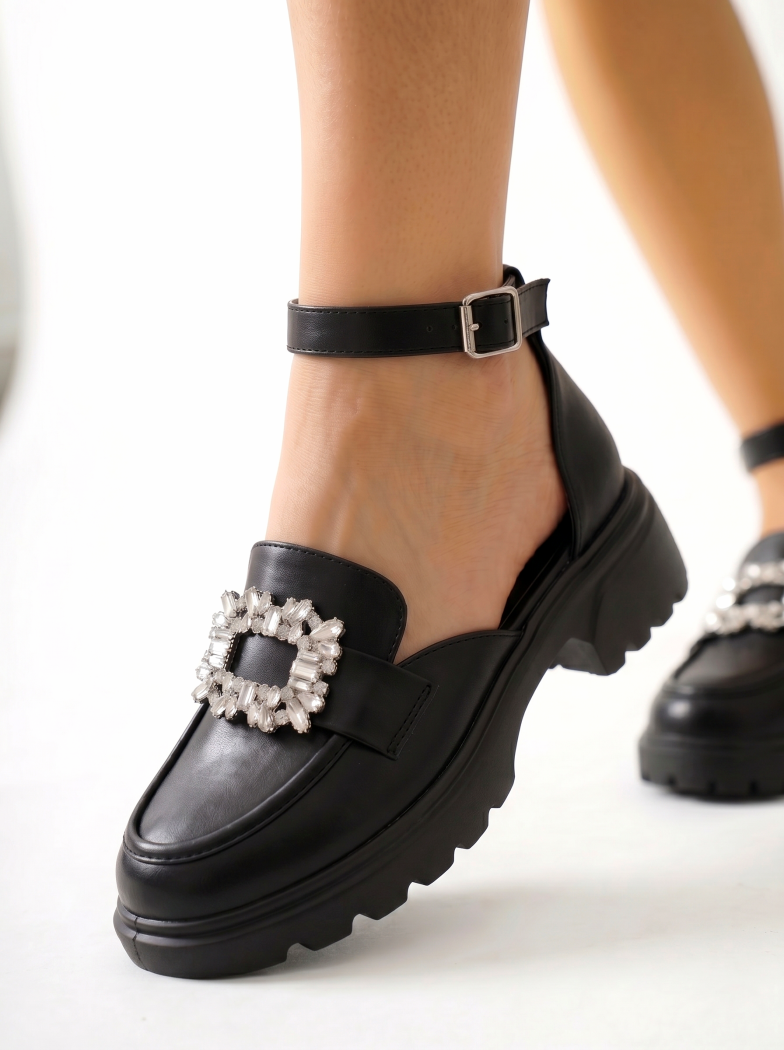 Pantofi casual dama negri din piele ecologica Naomi #24988