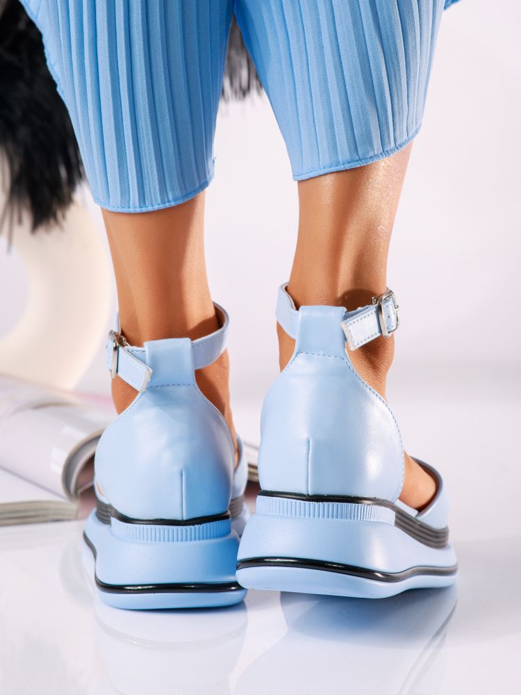 Sandale cu platforma dama albastre din piele ecologica Jamie #25070