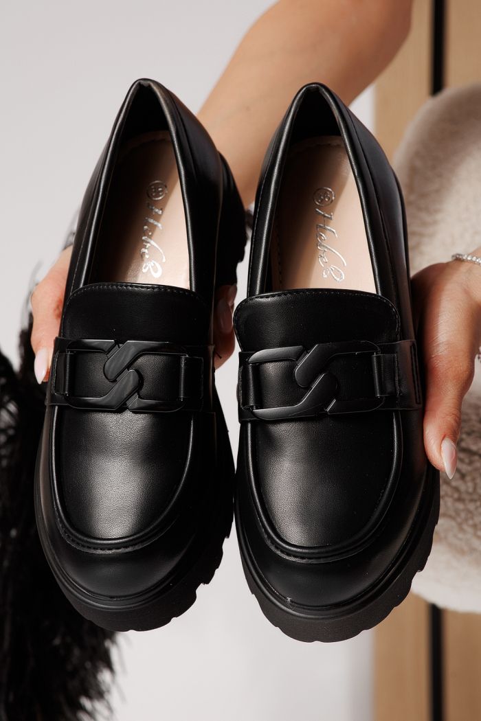 Pantofi casual dama negri din piele ecologica Elara #25128