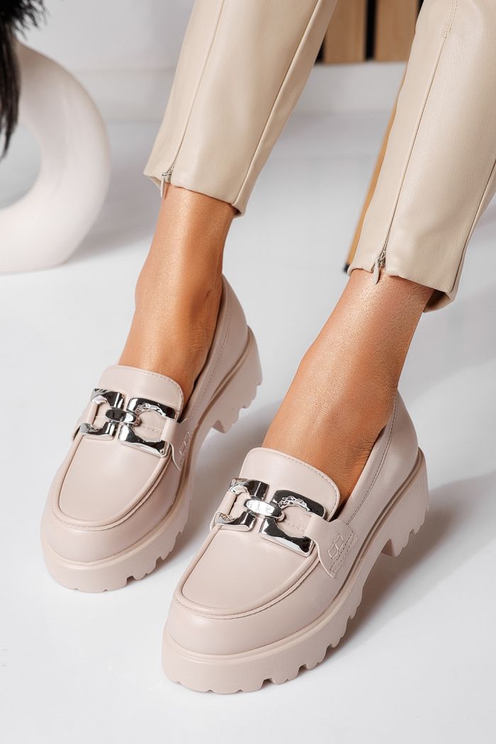 Pantofi casual dama bej din piele ecologica Thalia #25129