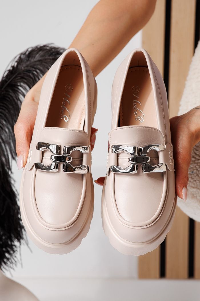 Pantofi casual dama bej din piele ecologica Thalia #25129