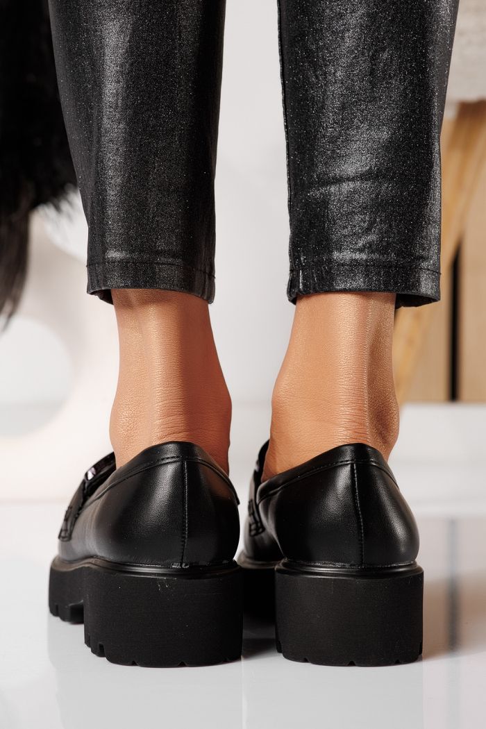 Pantofi casual dama negri din piele ecologica Thalia #25130