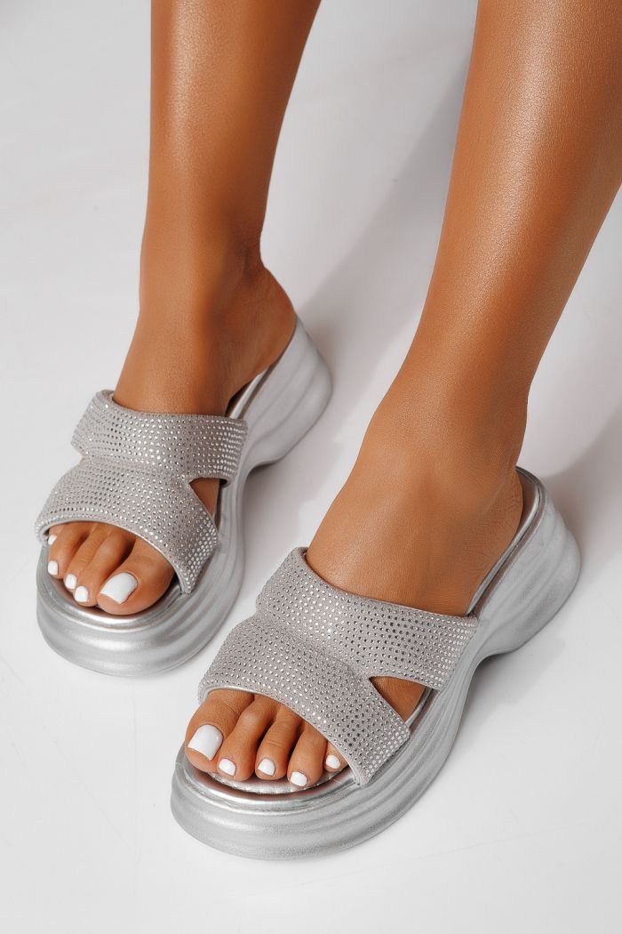 Papuci dama gri din piele ecologica intoarsa Brisa #25207