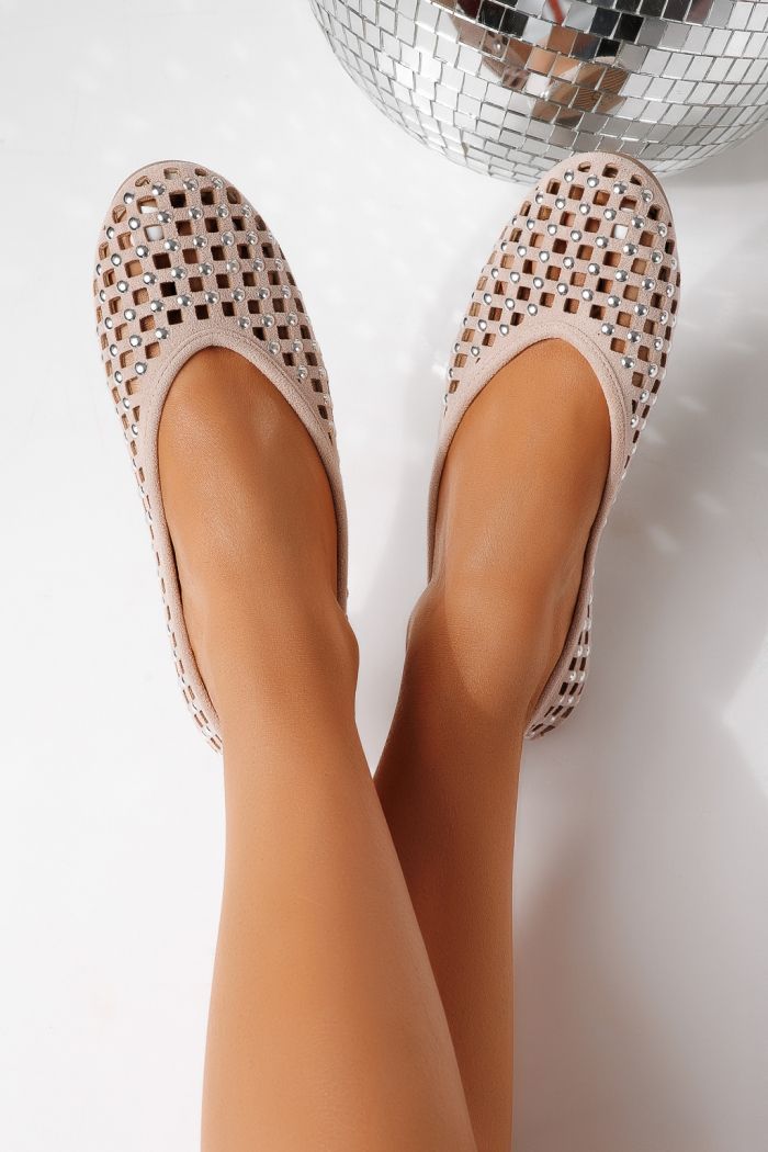 Balerini dama roz din piele ecologica Diamond #25118