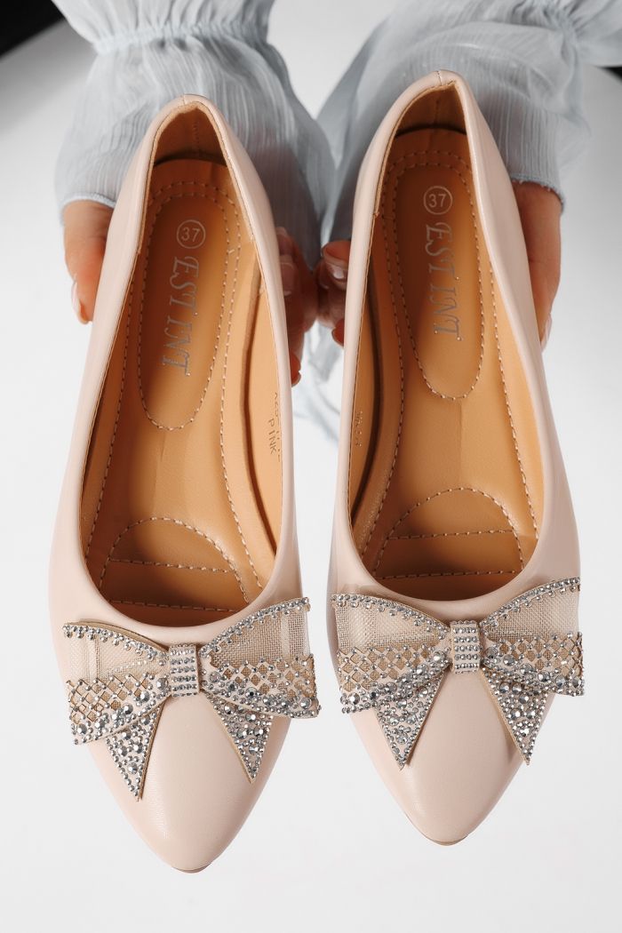 Balerini dama roz din piele ecologica Linnea #25114