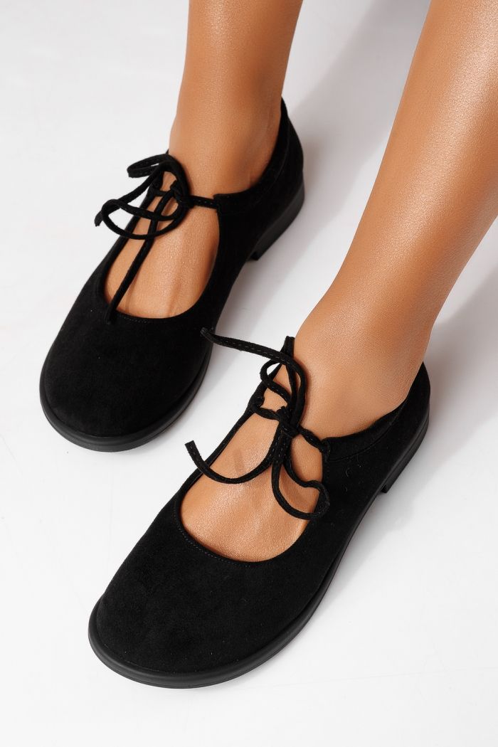 Pantofi casual dama negri din piele ecologica intoarsa Dalia #25014