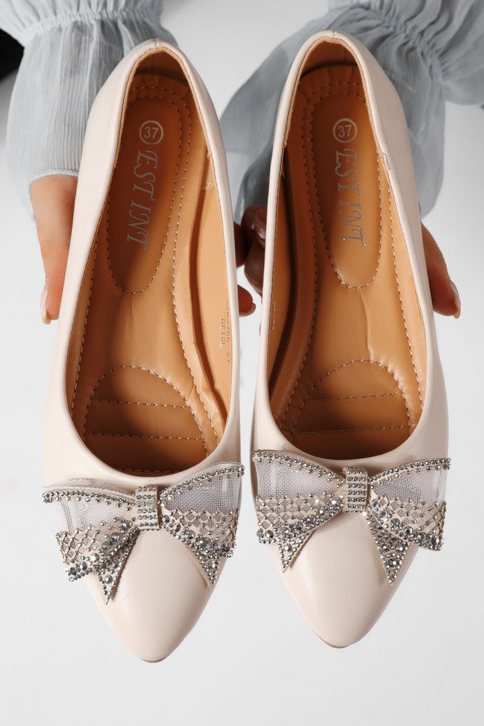 Balerini dama bej din piele ecologica Linnea #25112