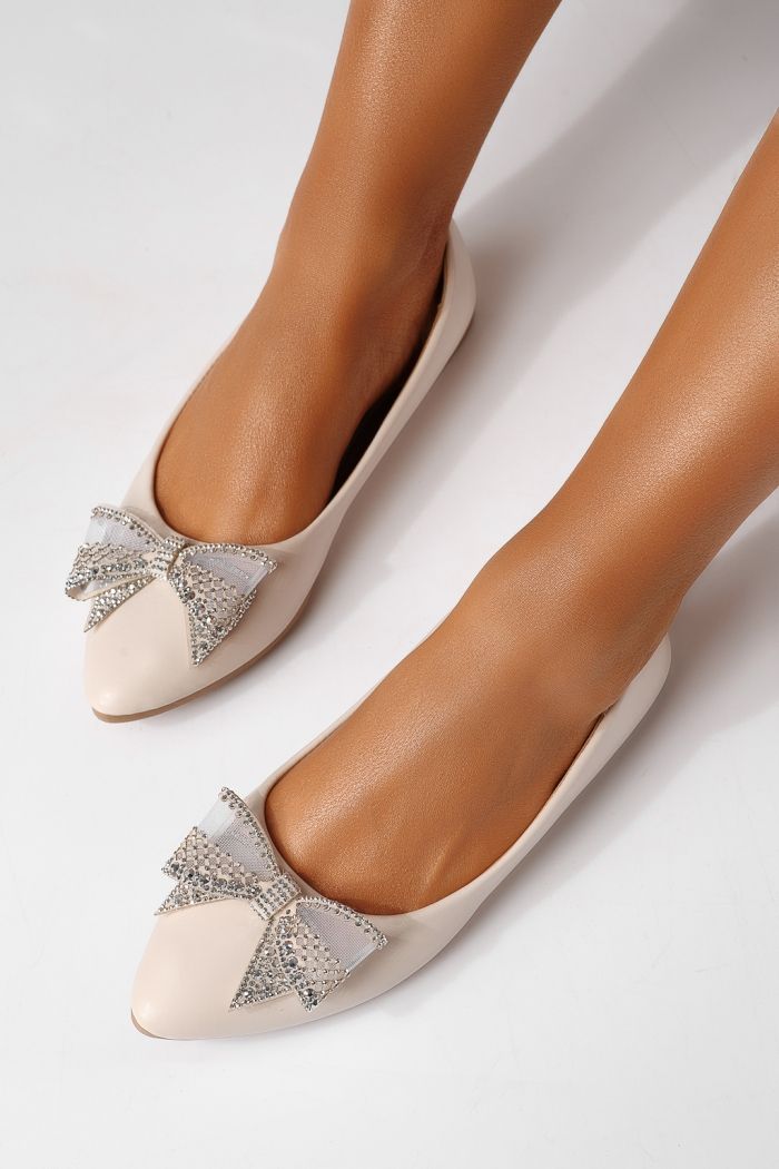 Balerini dama bej din piele ecologica Linnea #25112