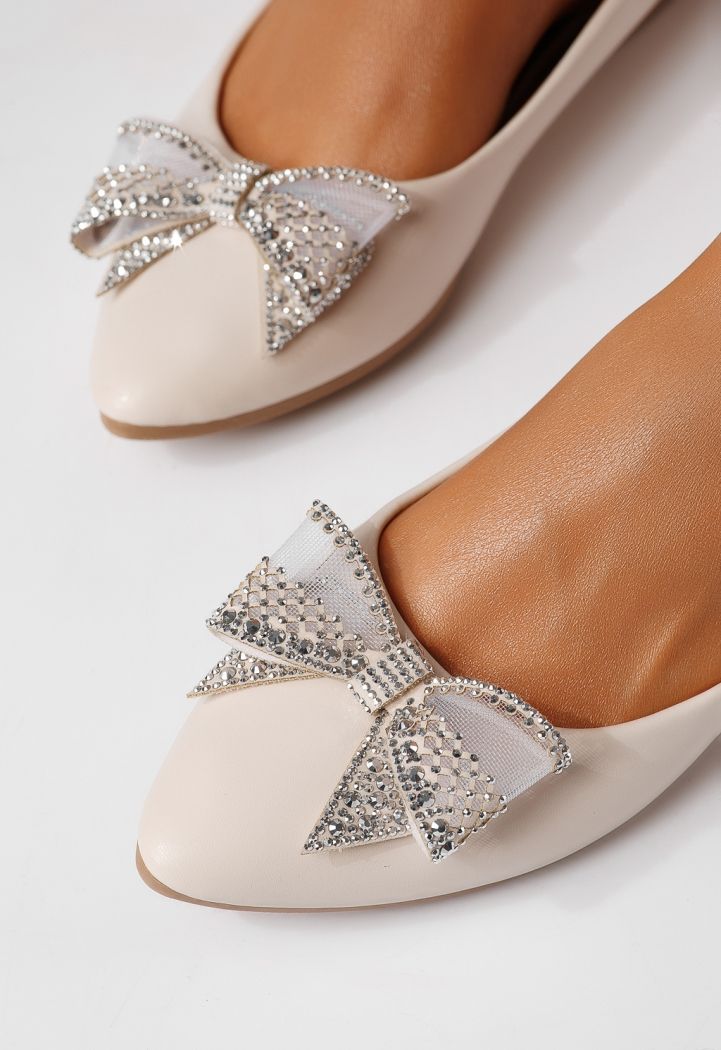 Balerini dama bej din piele ecologica Linnea #25112