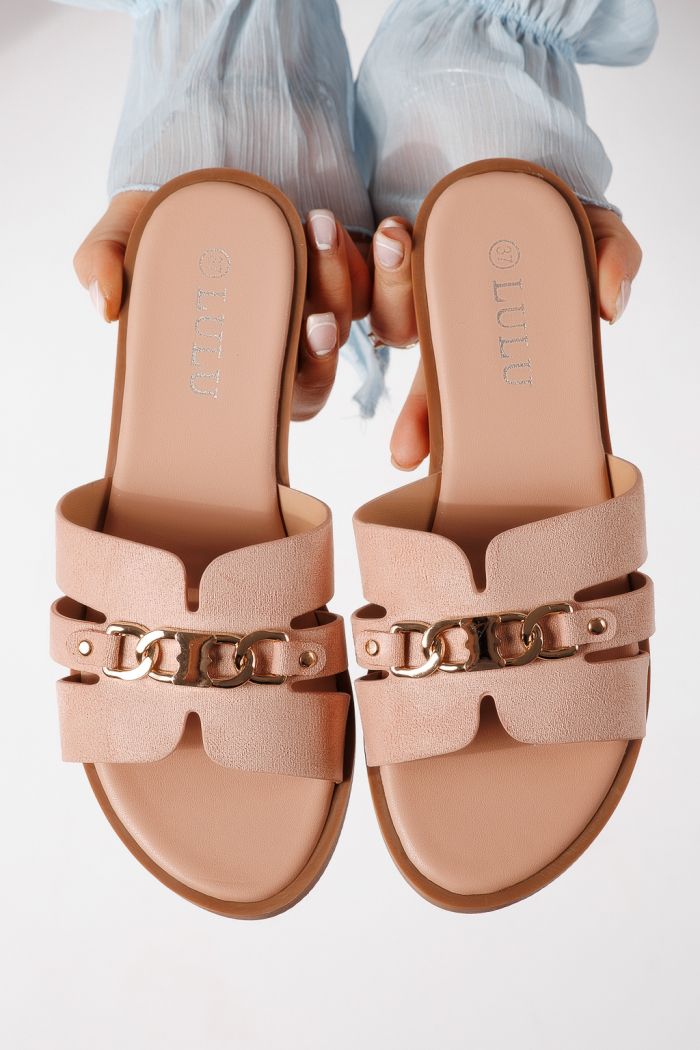 Papuci dama roz din piele ecologica intoarsa Pilar #25052