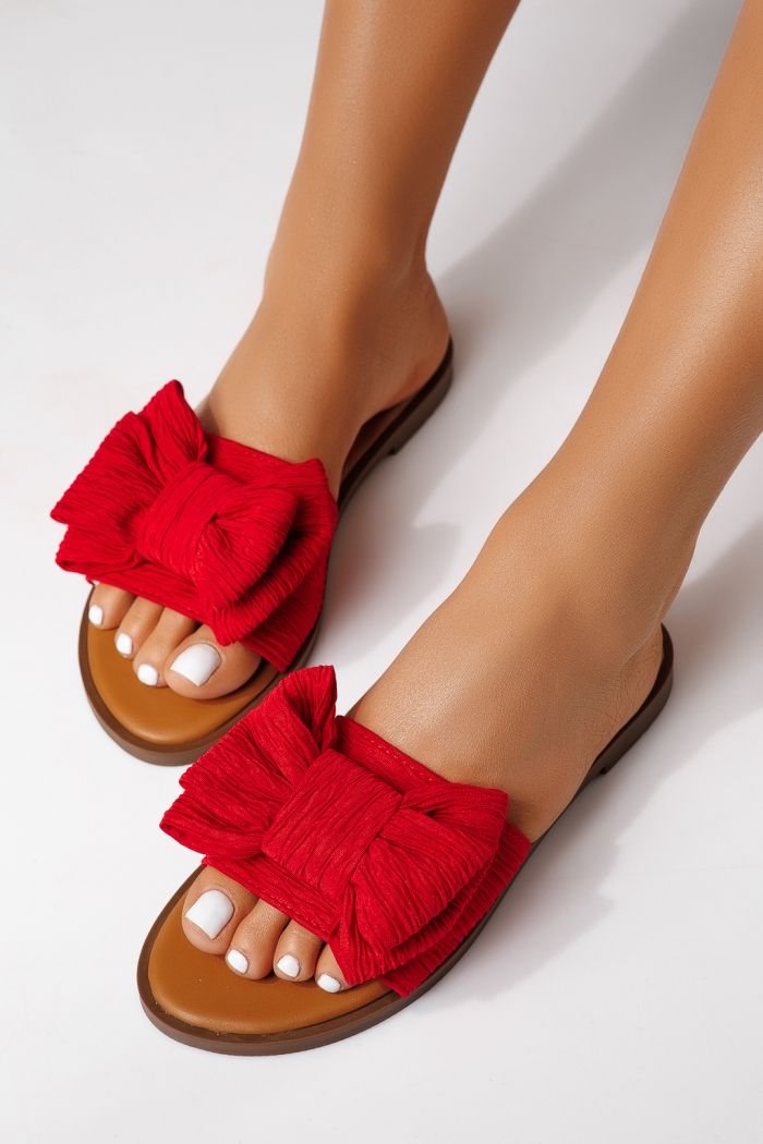 Papuci dama rosii din material textil Zaida #25066