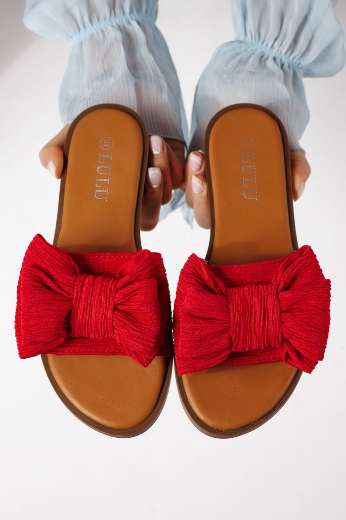 Papuci dama rosii din material textil Zaida #25066