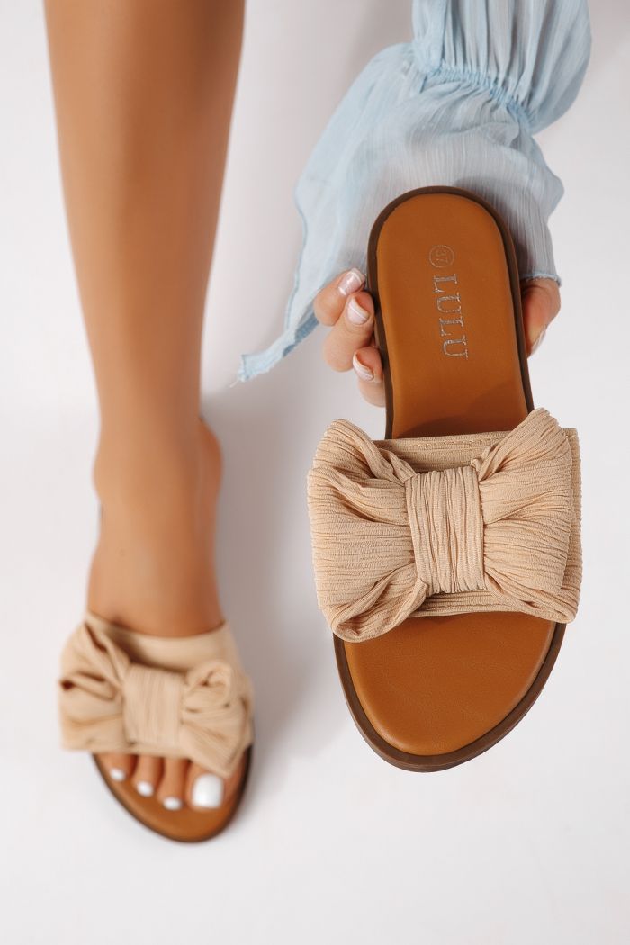 Papuci dama bej din material textil Zaida #25065