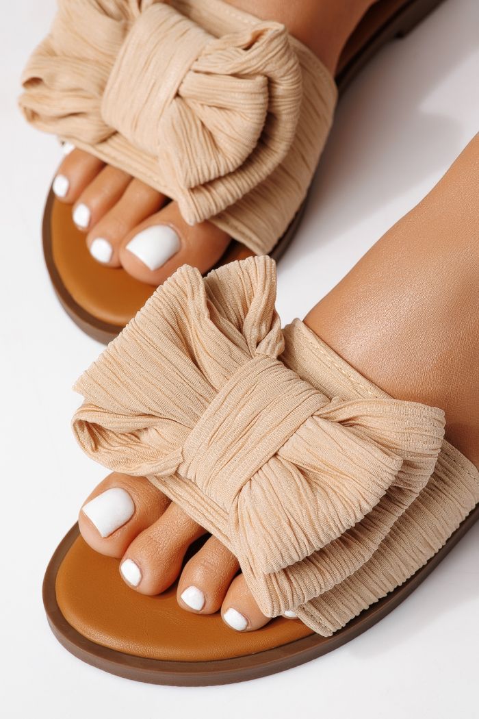 Papuci dama bej din material textil Zaida #25065