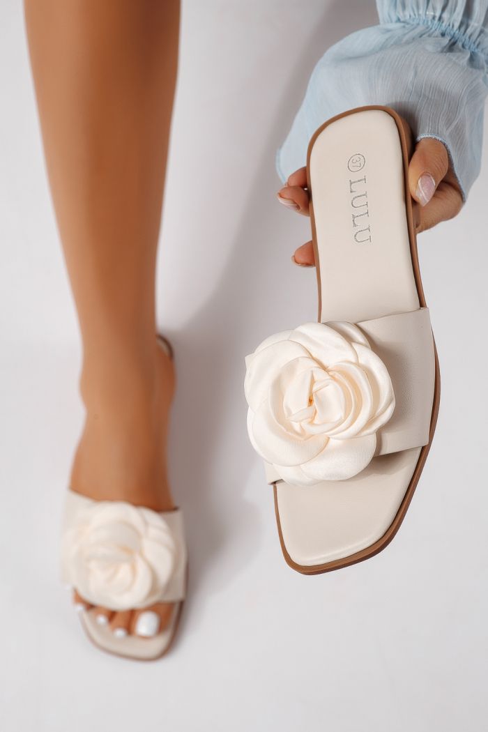 Papuci dama bej din piele ecologica Nerys #25102