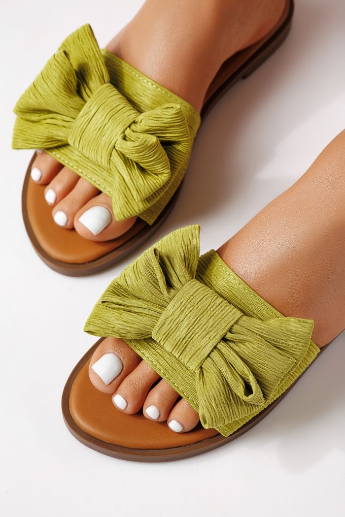 Papuci dama verzi din material textil Zaida #25062