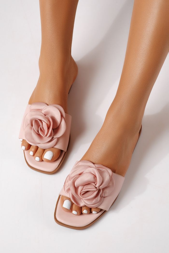 Papuci dama roz din piele ecologica Nerys #25103