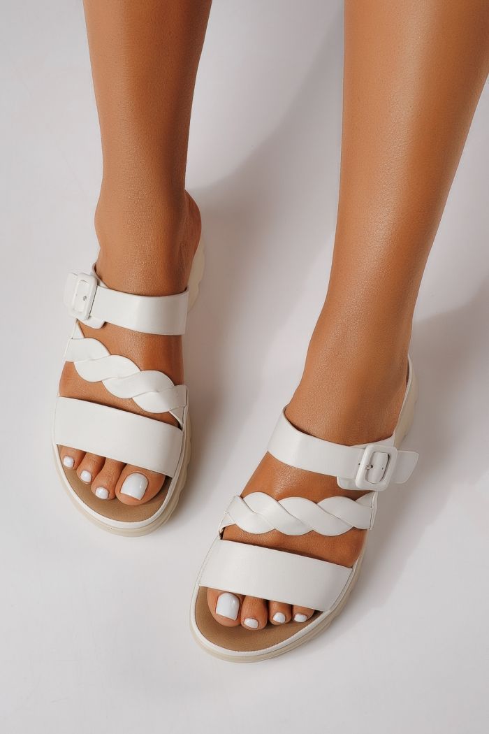 Papuci dama albi din piele ecologica Felisa #25023