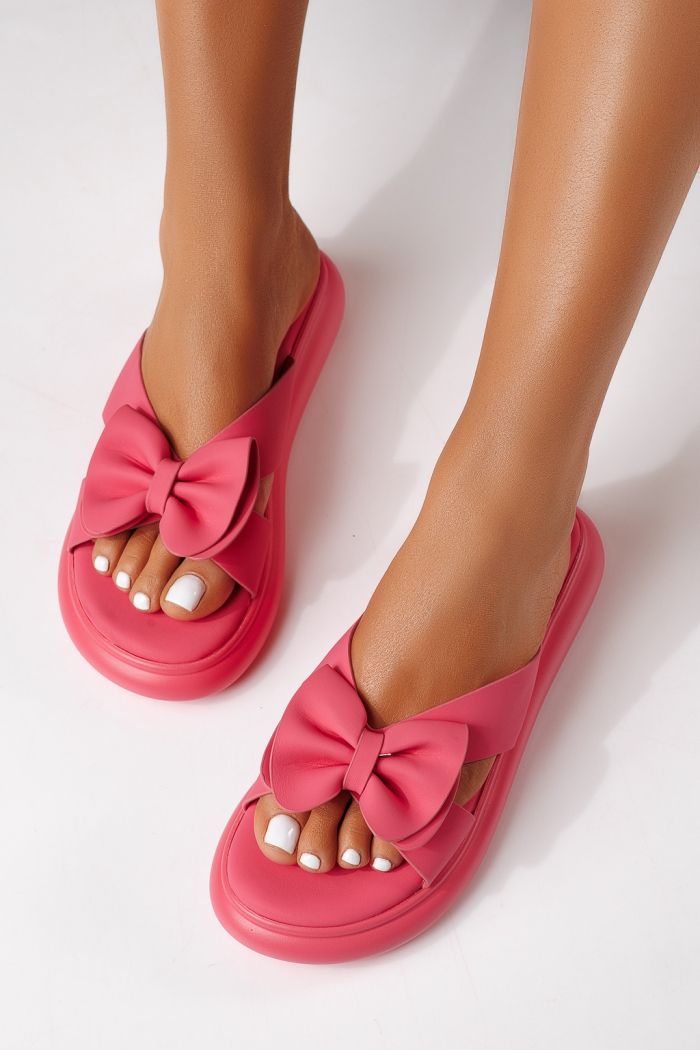 Papuci dama roz din piele ecologica Lorena #25044