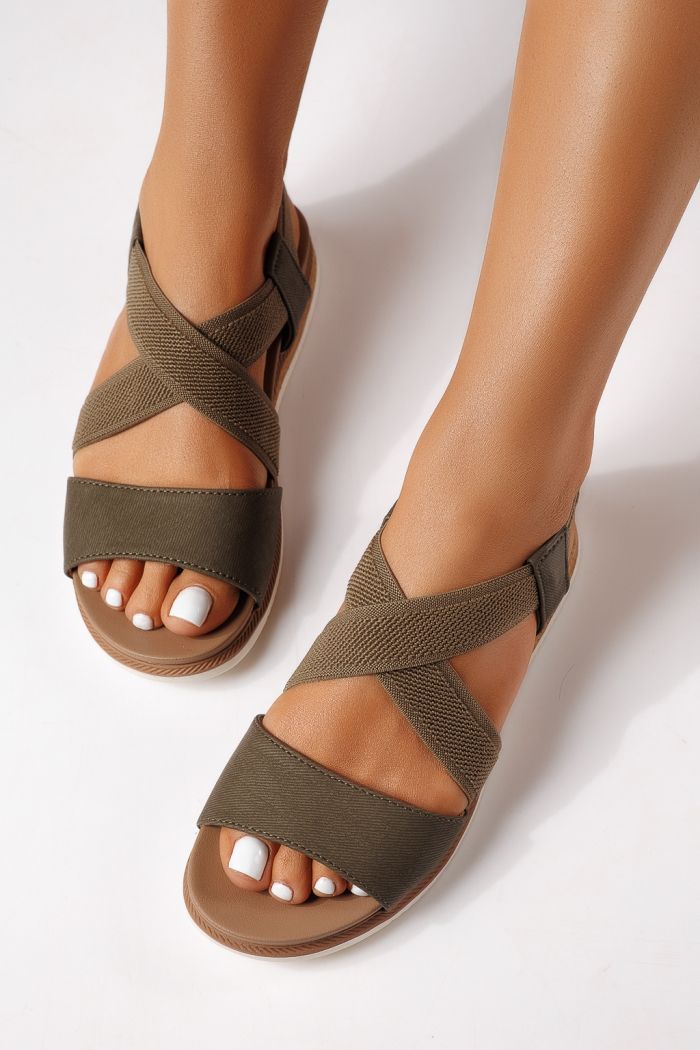 Sandale cu talpa joasa dama verzi din piele ecologica Yara #25151