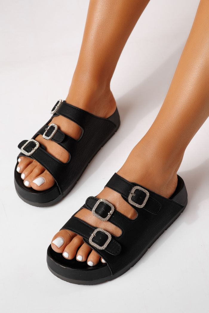 Papuci dama negri din piele ecologica Sabina #25310