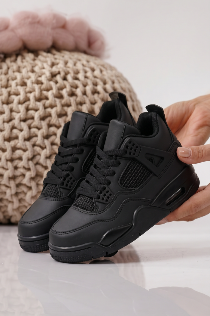 Adidasi copii negri din piele ecologica Jordy #25348
