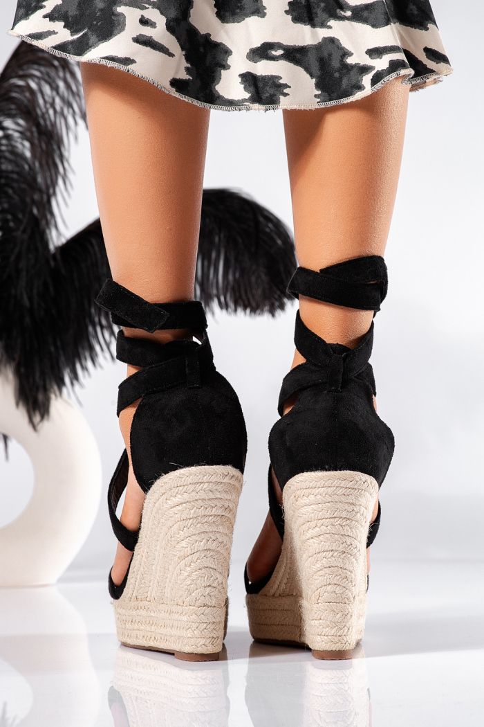 Sandale cu platforma dama negre din piele ecologica intoarsa Alona #25424