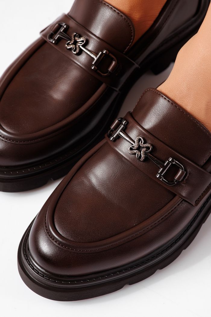 Pantofi casual dama maro din piele ecologica intoarsa Tahlia #25518