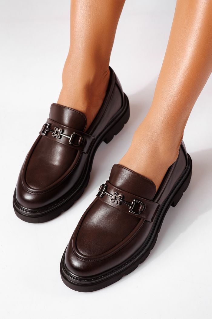 Pantofi casual dama maro din piele ecologica intoarsa Tahlia #25518