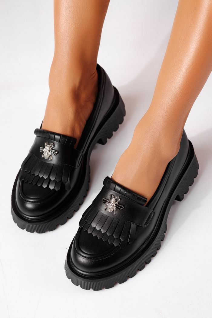 Pantofi casual dama negri din piele ecologica Kiana #25511